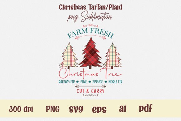Christmas Plaid Farm Trees Graphics for T-Shirt Designs