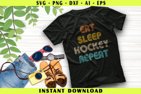 Eat, Sleep, Hockey, Repeat: A Versatile Embroidery Design
