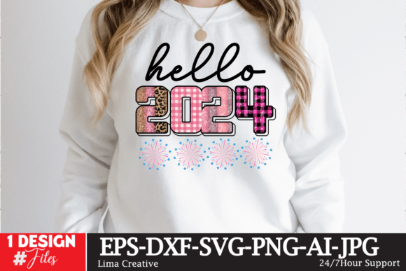 Hello 2024 Sublimation PNG: Graphics & T-Shirt Designs
